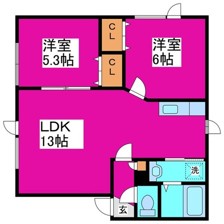 新道東駅 徒歩18分 2階の物件間取画像